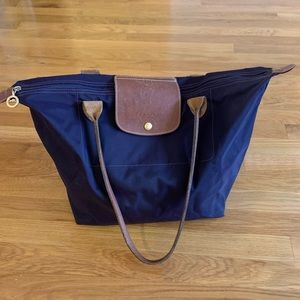 Purple Large Le Pliage Long Champ Tote